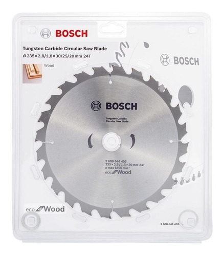 Disco De Sierra Bosch Eco Para Madera 235 Mm 60 Dientes Color Gris