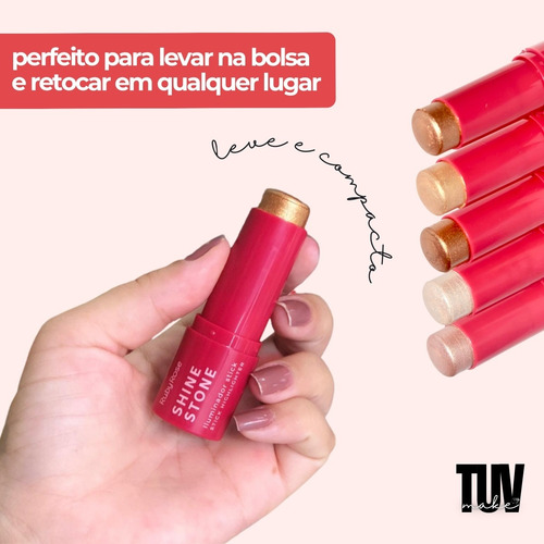 Iluminador Bastão Stick Shine Stone Ruby Rose Brilho Intenso