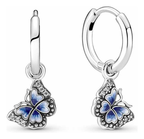 Aretes De Mariposa Azul De Plata Esterlina