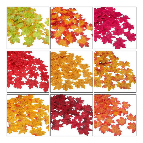 200 Hojas De Arce Artificiales De 8 Cm, Multicolores, Otoñal