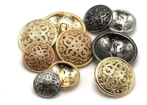 5 Botones De Metal Huecos, Color Negro, Plateado, Dorado, Bo
