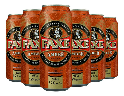 Cerveza Faxe Amber Pack X 6 X 500ml.