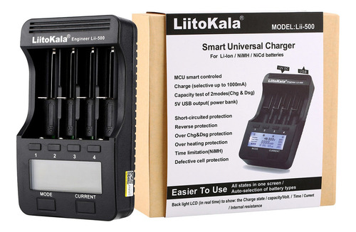 Liitokala Lii-500 Cargador De Batería Inteligente W/ 4 Bater