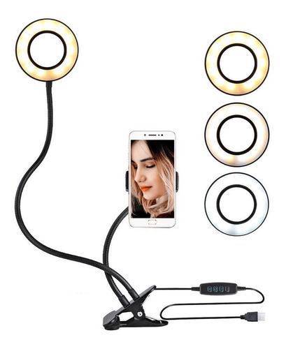 Aro De Luz Led Selfie Morza Con Soporte Telefono Usb 3 Modos