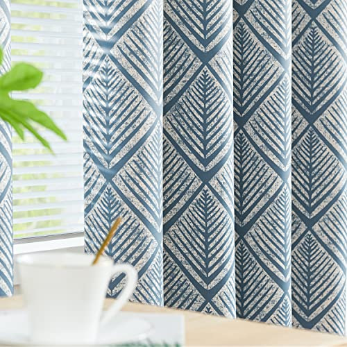 Cortinas 80% Blackout Geométricas 2 Paneles 213 Cm Azul