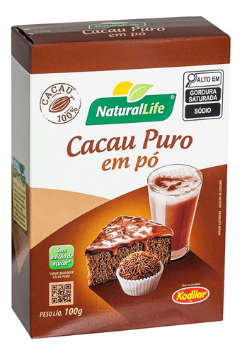 Chocolate  Pó Cacau Puro 100% Cacau Pre Treino Natural Life