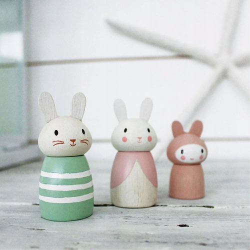 Juguete Familia Conejo Muñecos Madera Tender Leaf Niños Ax ®