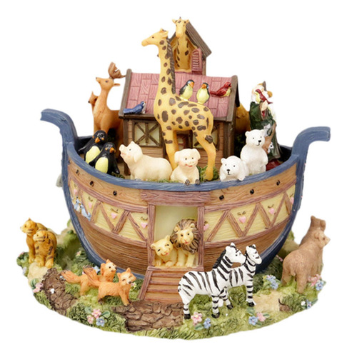 Caja Musical De Resina Ark Little Zoo, Decoración De Mesa