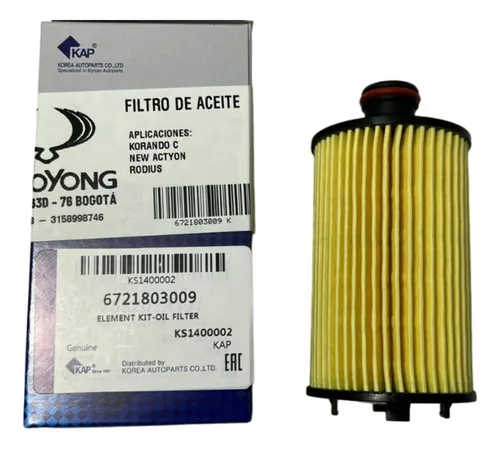 Filtro Aceite Motor Koreano Ssangyong Korando C Diesel