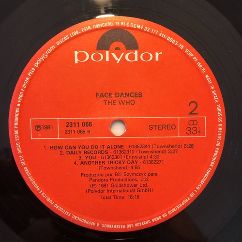 Lp The Who - Face Dances - Original 1981 (impecável) (Usado)