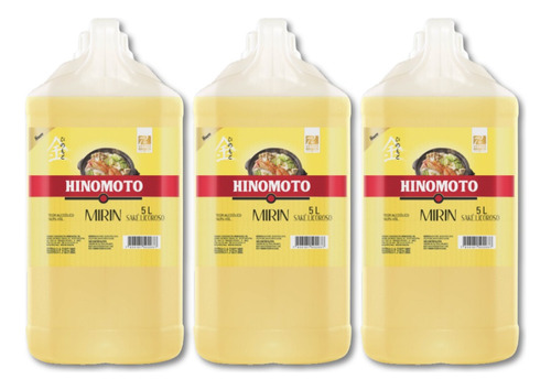 Kit 3 Saque Mirin Licoroso P/ Culinaria Oriental Hinomoto 5l