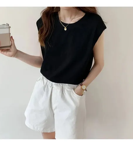 Camiseta Holgada De Moda De Verano Con Chaleco Sin Mangas Pa