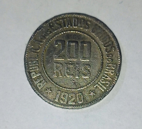 Moneda De Brasil 200 Reis 1920 Vf. Y.30