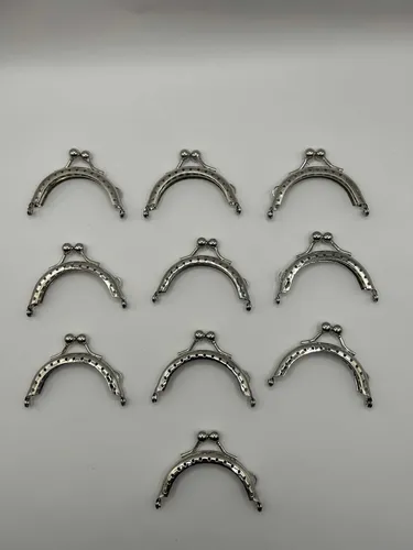 10 Boquilla Para Monedero Para Coser 6.5 Cms Curva Plata