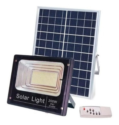 Foco 200w Exterior + Panel Solar + Control Remoto