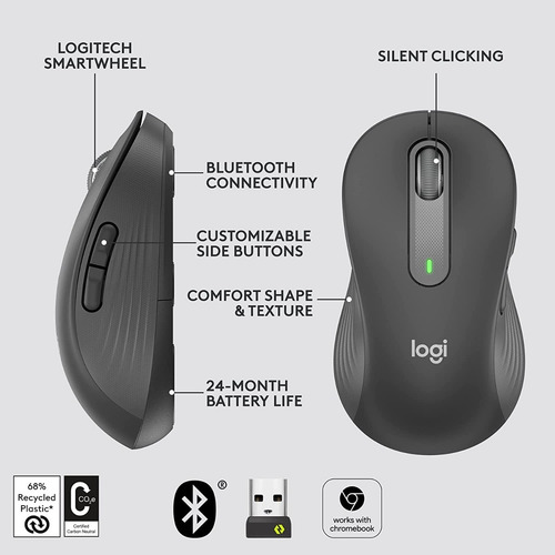 Mouse Logitech Inalámbrico M650 L Left Para Usuarios Zurdos