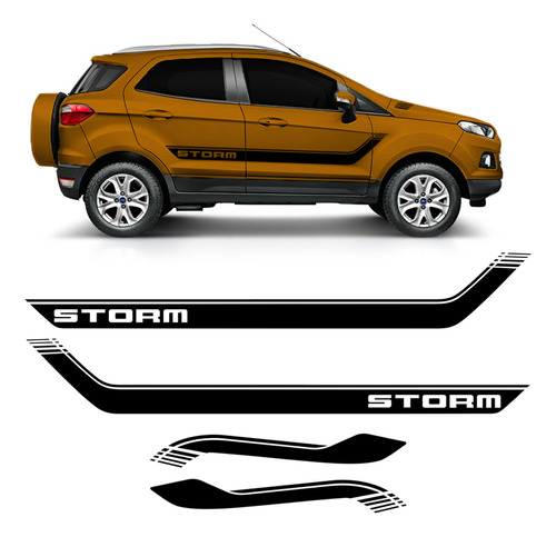 Kit Faixa Lateral Capô Ecosport Storm Completo Adesivo Preto