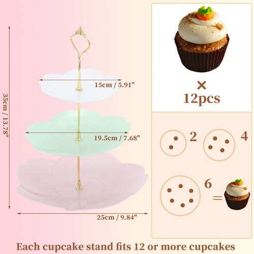 Soporte Base Para Cupcakes Exhibidor 3 Niveles Forma Flor