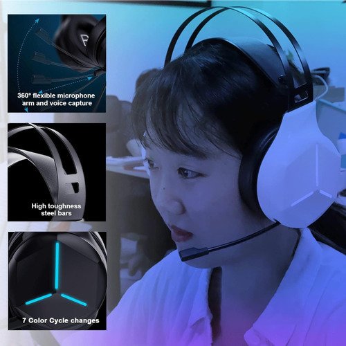 Headset Audifonos Inalambricos Multiplataforma Ps5 Xbox Led Color Blanco