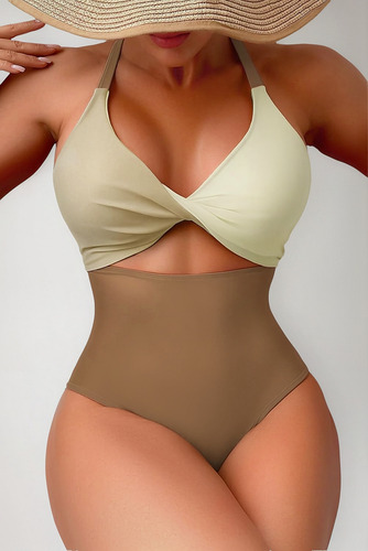 Traje De Baño De Una Sola Pieza Con Bloques De Color Para Mu
