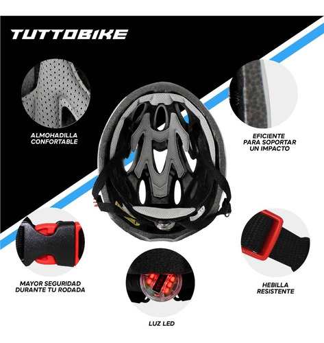 Imagen 3 de 10 de Casco Bicicleta Ruta Y Montaña Luz Led Y Visor Ciclismo Monk