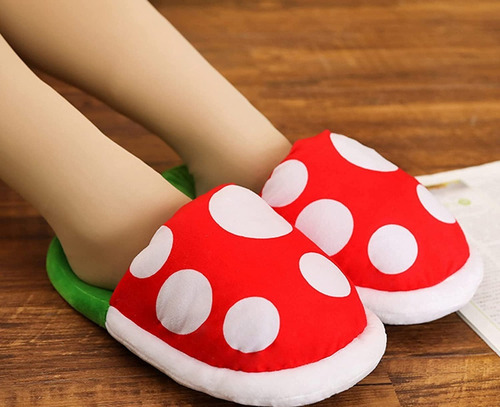 Imagen 5 de 5 de Pantufla Planta Carnivora Mario Bros + Peluche Sorpresa
