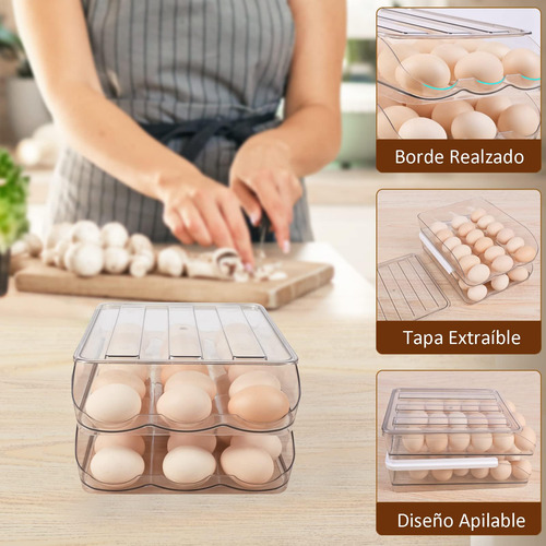 Rejilla For Huevos Apilable De 2 Niveles For Refrigerador,