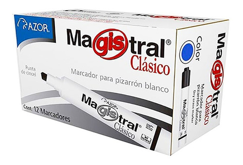 Marcador Pizarron Magistral Clasico Azul Cincel 12 Pzs