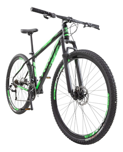 Bicicleta Aro 29 Alumínio 24v Rino Start Mtb Disco Suspensão Cor Preto/verde Tamanho Do Quadro 19