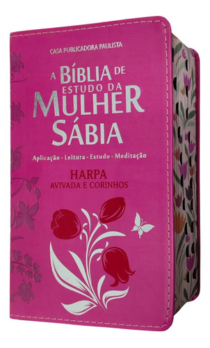 Bíblia De Estudo Da Mulher Sábia Letra Grande Harpa E Índice Capa Luxo Pink