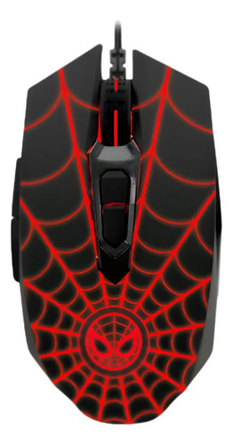 Mouse Cableado Xtech Spider Man Negro Telaraña Roja Febo