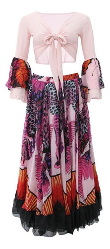 Conjunto De Traje De Danza De Vientre Floral Estilo Tribal