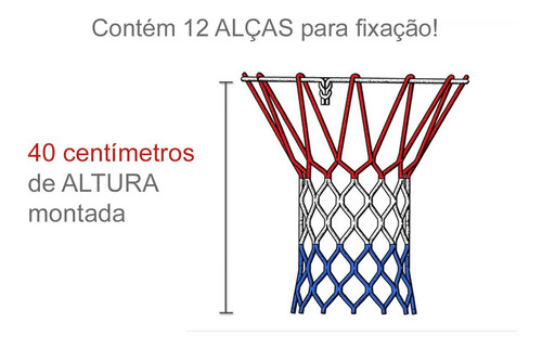 Rede Basquete Estilo Americano (par) Fio Seda 100% Poliéster