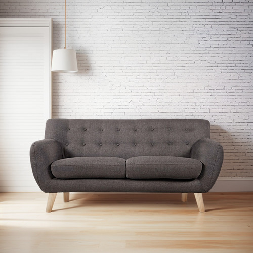 Love Seat Brulier Lino Gris 1pz Sofa Sillon Mueble Sala
