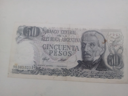 Billete 50 Pesos Ley Argentina 1972 (Usado)