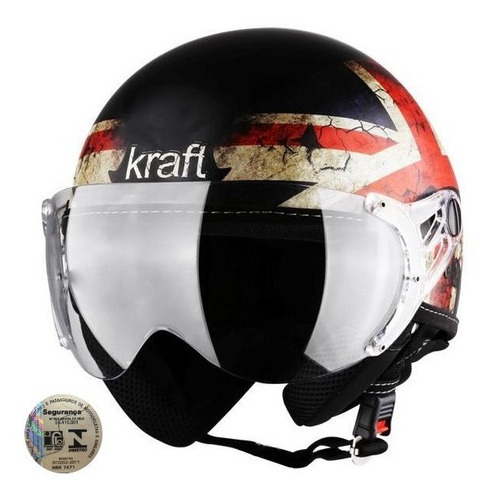 Capacete Aberto Kraft Inglaterra Fosco Harley Drag Shadow Cor Fosca Cor secundária Preto Tamanho do capacete 57 (veste 58)