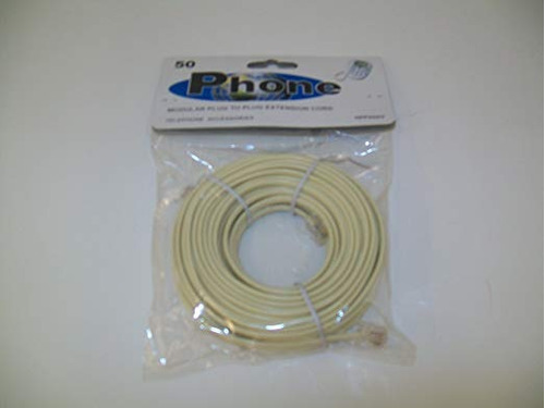 50 Pies Cable De Línea Telefónica Modular Para Clavija (beig