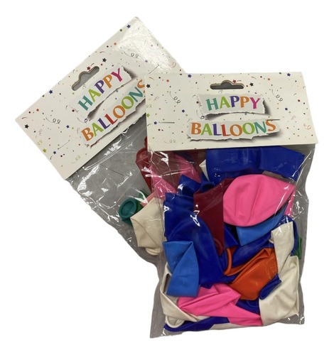 Pack X 25 Globos Colores Surtidos Happy Balloons Cotillon