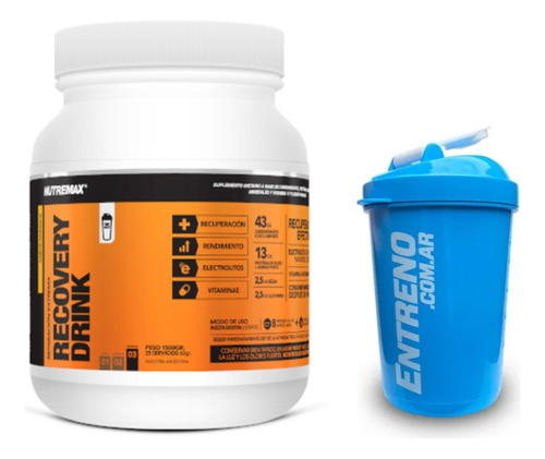 Recovery Drink 1,5kg Nutremax Recuperación + Shaker Batidor