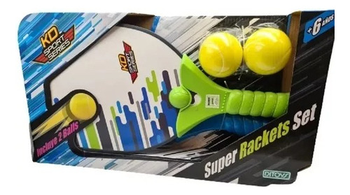 Super Racket Set 2 Paletas 2 Pelotas Ditoys Color Turquesa