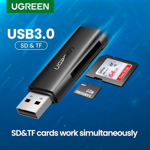 Lector De Tarjetas Ugreen 2 En 1 Usb-a 3.0 A Tf/sd 60722