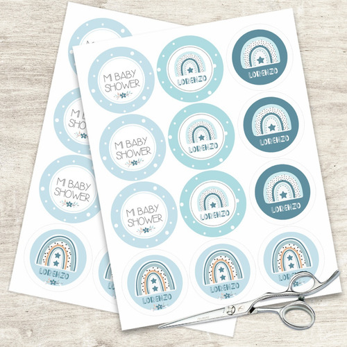 Kit Imprimible Arcoíris Celeste Nórdicos Texto Editable