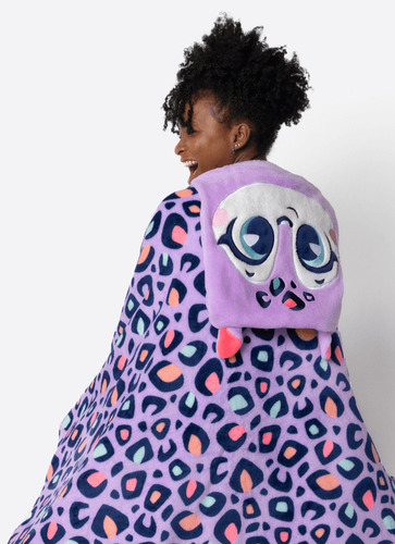 Manta Com Capuz Soft Onça - Puket Cor Lilás Onça Lilás