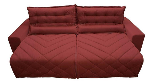 Sofá 2,52m Retrátil E Reclinável Cama Inbox Plus Vermelho