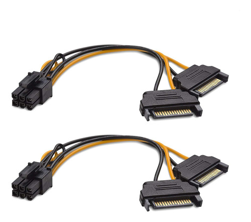 2 Cables De Alimentacion Hembra 6 Pines A Sata Dual 15 Pi...