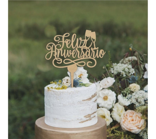 Imagen 9 de 10 de Letrero Para Pastel Feliz Aniversario Topper Cake Art935