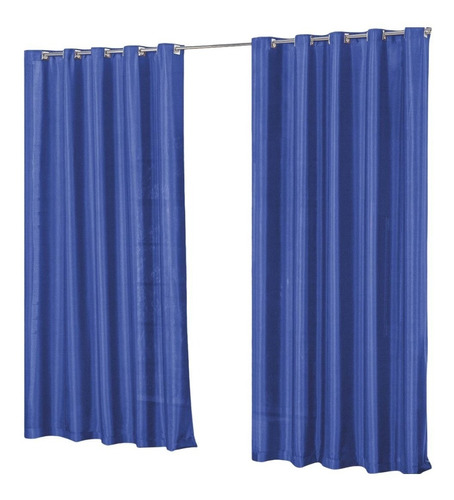 Cortina Sala Oxford 4,10m X 2,80m Decoração Varão 3mtrs Cor Azul