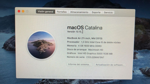 Apple Macbook Air 11 2013 Core I5 4gb 128gb A1465 (Usado)