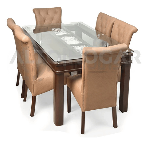 Juego De Comedor Alto Hogar 6 Sillas Alessa Beige