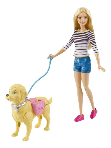 Muñeca Barbie Modelo Paseo De Perrito